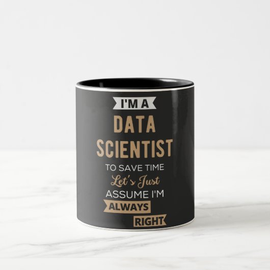 Ik ben een Data Scientist, om tijd te besparen.. Tweekleurige Koffiemok (Center)