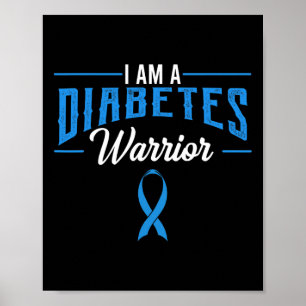 Ik ben een Diabeton-Warrior-Bewustheid Koolstofdia Poster