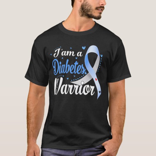 Ik ben een Diabeton-Warrior-Bewustheid Koolstofdia T-shirt (Voorkant)