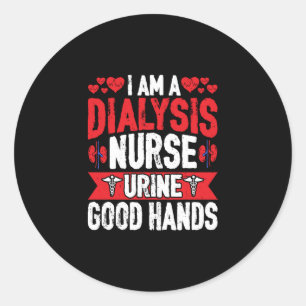 Ik ben een dialyse verpleegkundige urine goede han ronde sticker