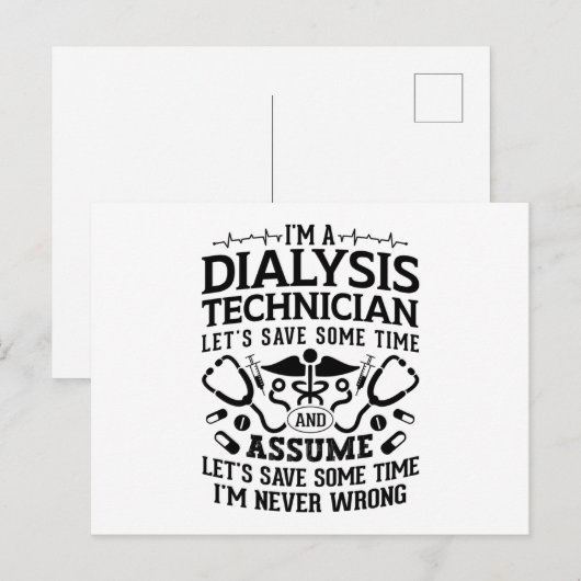 Ik ben een Dialysis Technicus Nephrology Tech Dial Briefkaart (Voorkant / Achterkant)
