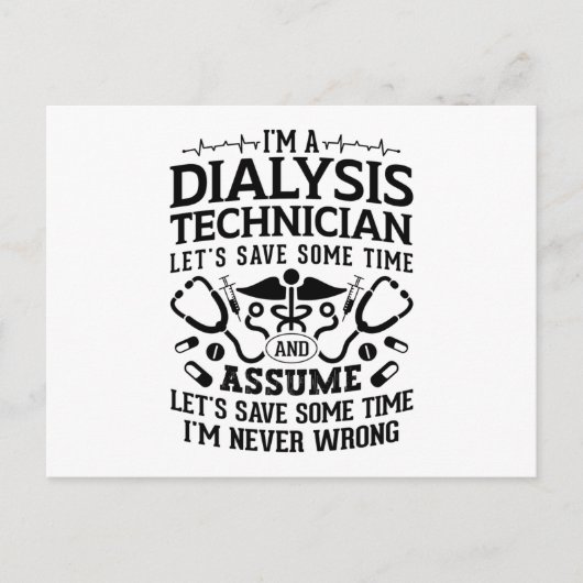 Ik ben een Dialysis Technicus Nephrology Tech Dial Briefkaart (Voorkant)