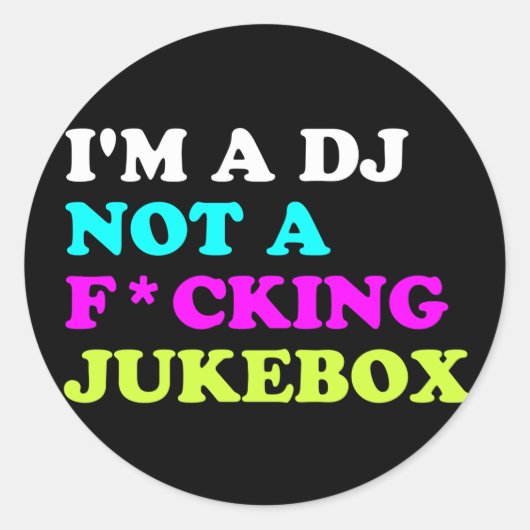 Ik ben een DJ, geen jukebox Round Sticker | Ibiza  (Voorkant)