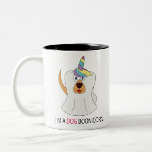 Ik ben een Dog Boonicorn Cute Ghost Unicorn Tweekleurige Koffiemok