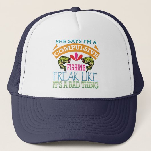 IK ben een dwangmatige visser Trucker Pet (Voorkant)