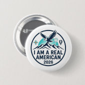 ik ben een echte amerikaan knopen einde patches ronde button 5,7 cm (Voorkant /achterkant)
