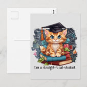 Ik ben een echte kattenstudent briefkaart (Voorkant / Achterkant)