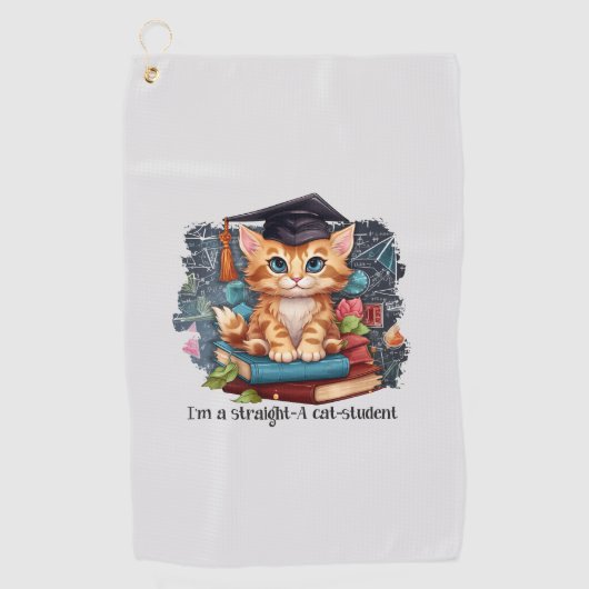 Ik ben een echte kattenstudent golfhanddoek (Voorkant)