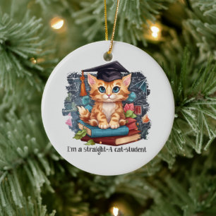Ik ben een echte kattenstudent keramisch ornament
