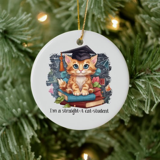 Ik ben een echte kattenstudent keramisch ornament (Boom)