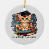 Ik ben een echte kattenstudent keramisch ornament (Voorkant)