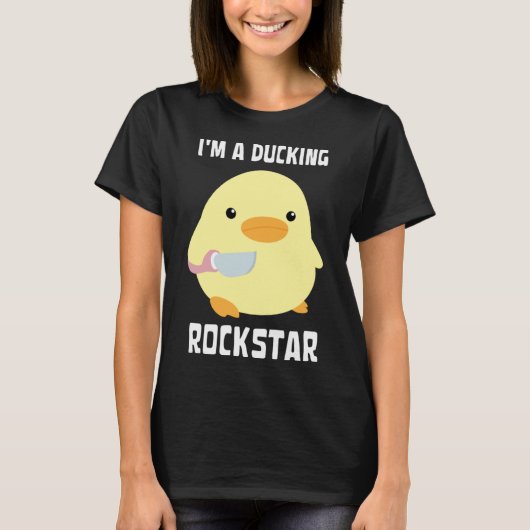 Ik ben een eend Rockstar eend met mes meme T-shirt (Voorkant)
