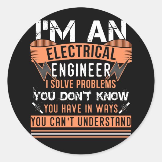Ik ben een elektrische ingenieur die problemen opl ronde sticker (Voorkant)