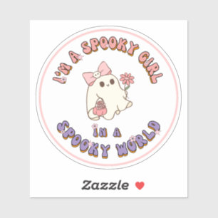 Ik ben een enge meid in een enge wereld spook sticker