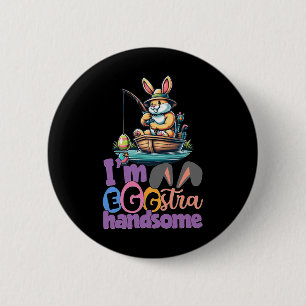 Ik ben een extra knappe konijn die vist naar Byss- Ronde Button 5,7 Cm