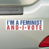Ik ben een feminist en ik stem bumpersticker (Op auto)