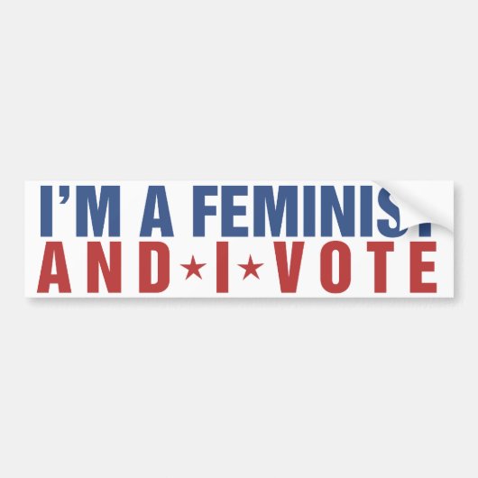 Ik ben een feminist en ik stem bumpersticker (Voorkant)