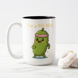 Ik ben een Fit-Dill! Grappig Fitnes Augurk Puns On Tweekleurige Koffiemok