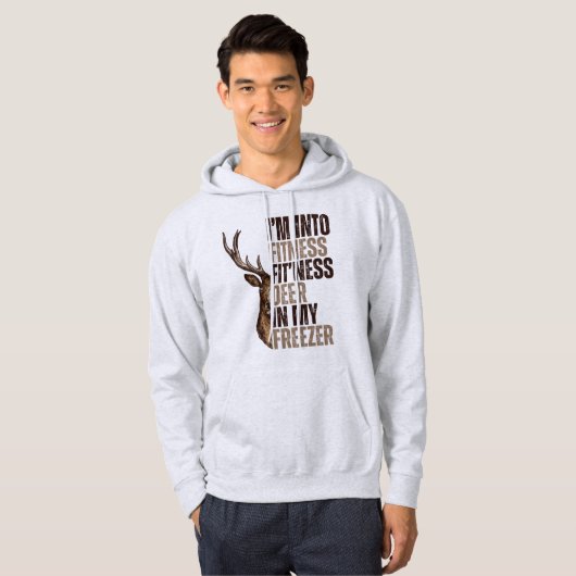 Ik ben een fitness-hert in m'n vriezer grappig. hoodie (Voorkant volledig)