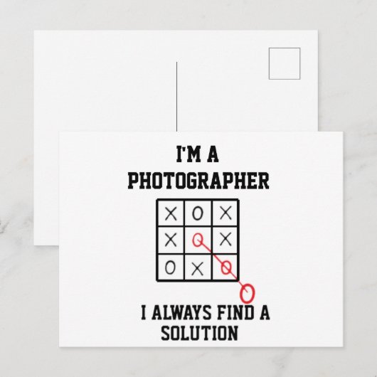 Ik ben een fotograaf, ik vind altijd een oplossing briefkaart (Voorkant / Achterkant)