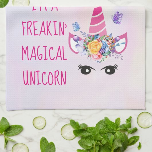 Ik ben een Freakin Magical Unicorn Funny Theedoek (Gevouwen)