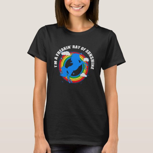 IK BEN EEN FREAKIN RAY OF SUNSHINE Rainbow Eenhoor T-shirt (Voorkant)
