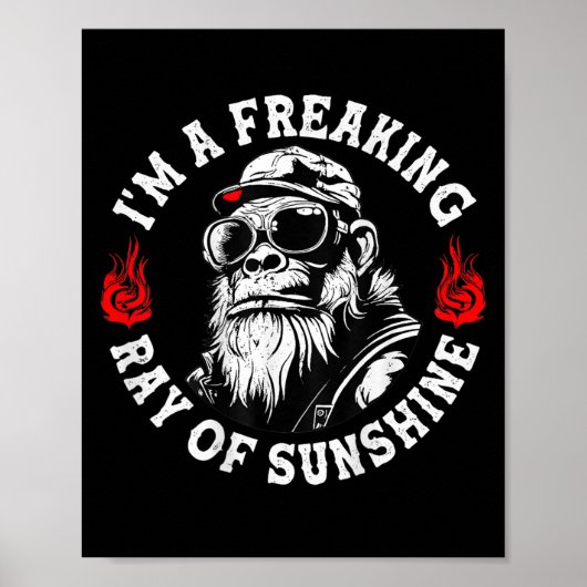 Ik ben een Freaking Ray van Sunshine Funny Monkey Poster (Voorkant)