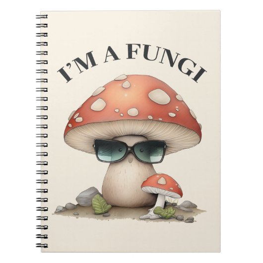 "Ik ben een Fungi" Cute Mushroom met zonnebrillen Notitieboek (Voorkant)