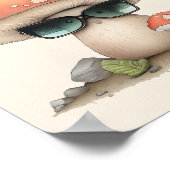 "Ik ben een Fungi" Cute Mushroom met zonnebrillen Poster (Hoek)