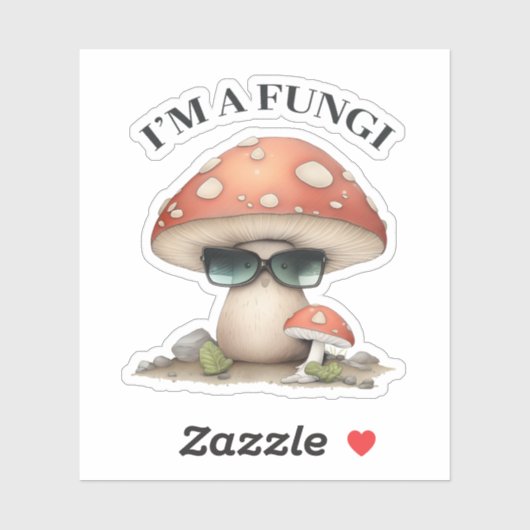 "Ik ben een Fungi" Cute Mushroom met zonnebrillen Sticker (Vel)
