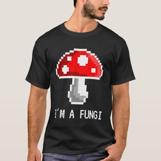 Ik ben een Fungi Pixel-paddenstoel T-Shirt (Donker (Voorkant)