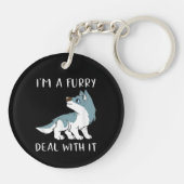 Ik ben een furry, accepteer het, schattige furry f sleutelhanger (Achterkant)
