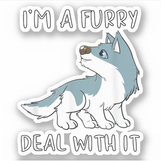 Ik ben een furry, accepteer het, schattige furry f sticker (Voorkant)