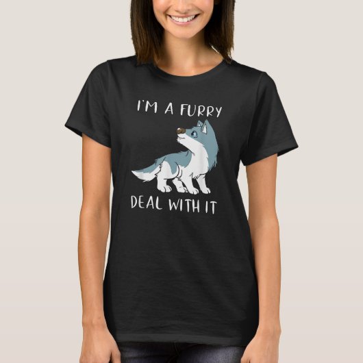 Ik ben een furry, accepteer het, schattige furry f t-shirt (Voorkant)