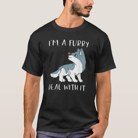 Ik ben een furry, accepteer het, schattige furry f t-shirt (Voorkant)