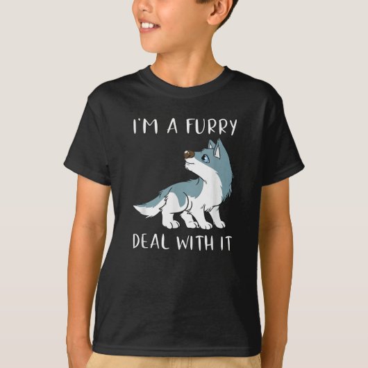 Ik ben een furry, accepteer het, schattige furry f t-shirt (Voorkant)