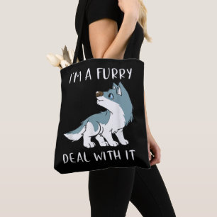 Ik ben een furry, accepteer het, schattige furry f tote bag