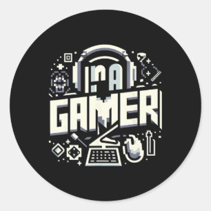 Ik ben een gamer vintage uitrusting ronde sticker