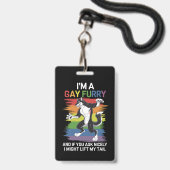 Ik ben een Gay Furry Fox Rainbow LGBTQ Pride Badge (Voorzijde met lanyard)