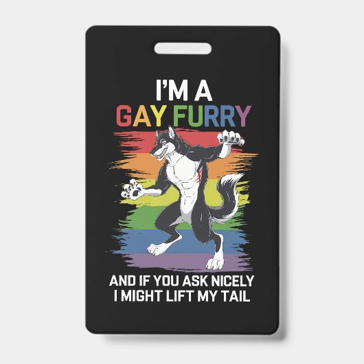 Ik ben een Gay Furry Fox Rainbow LGBTQ Pride Badge (Voorzijde)