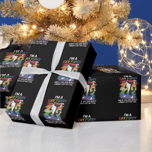 Ik ben een Gay Furry Fox Rainbow LGBTQ Pride Cadeaupapier (Feestdagen)