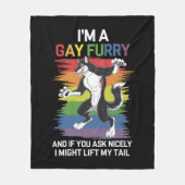 Ik ben een Gay Furry Fox Rainbow LGBTQ Pride Fleece Deken (Voorkant)