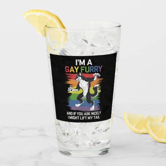 Ik ben een Gay Furry Fox Rainbow LGBTQ Pride Glas (Voorkant ijs)