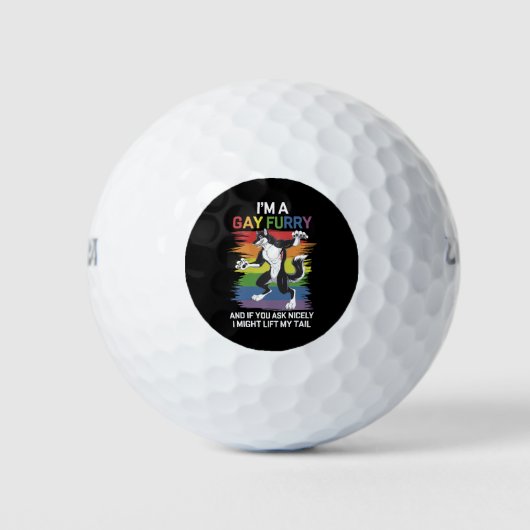 Ik ben een Gay Furry Fox Rainbow LGBTQ Pride Golfballen (Voorkant)