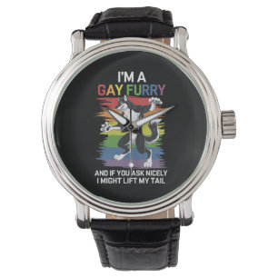 Ik ben een Gay Furry Fox Rainbow LGBTQ Pride Horloge