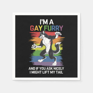 Ik ben een Gay Furry Fox Rainbow LGBTQ Pride Servet