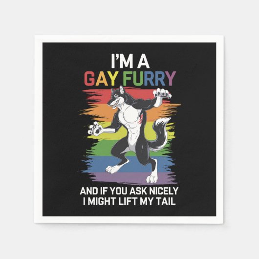 Ik ben een Gay Furry Fox Rainbow LGBTQ Pride Servet (Voorkant)