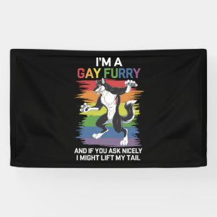 Ik ben een Gay Furry Fox Rainbow LGBTQ Pride Spandoek