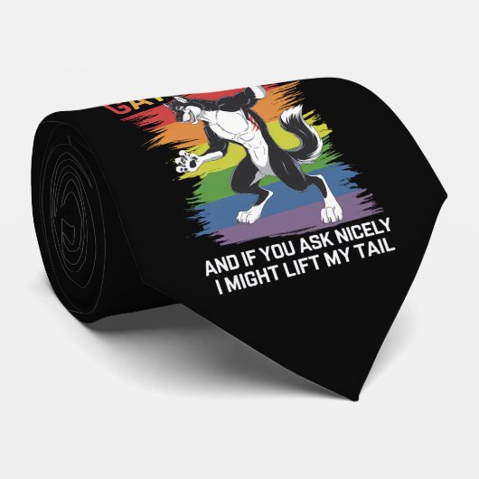 Ik ben een Gay Furry Fox Rainbow LGBTQ Pride Stropdas (Opgerold)