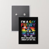 Ik ben een Gay Furry Rainbow Fox Wolf Pride Month Button (Voorkant / Achterkant)